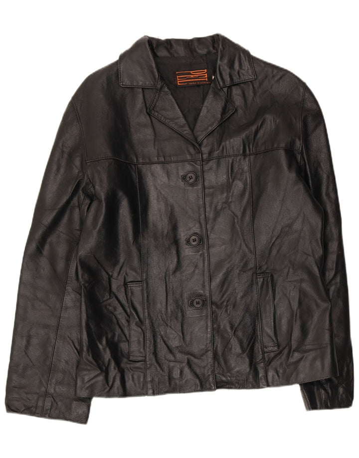 Vintage Womens Leather Jacket UK 14 Medium Black Leather