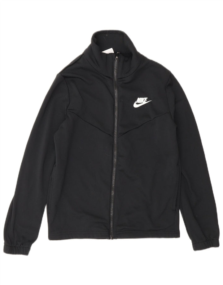 Nike Boys Graphic Tracksuit Top Jacket 10-11 Years Medium Black Polyester