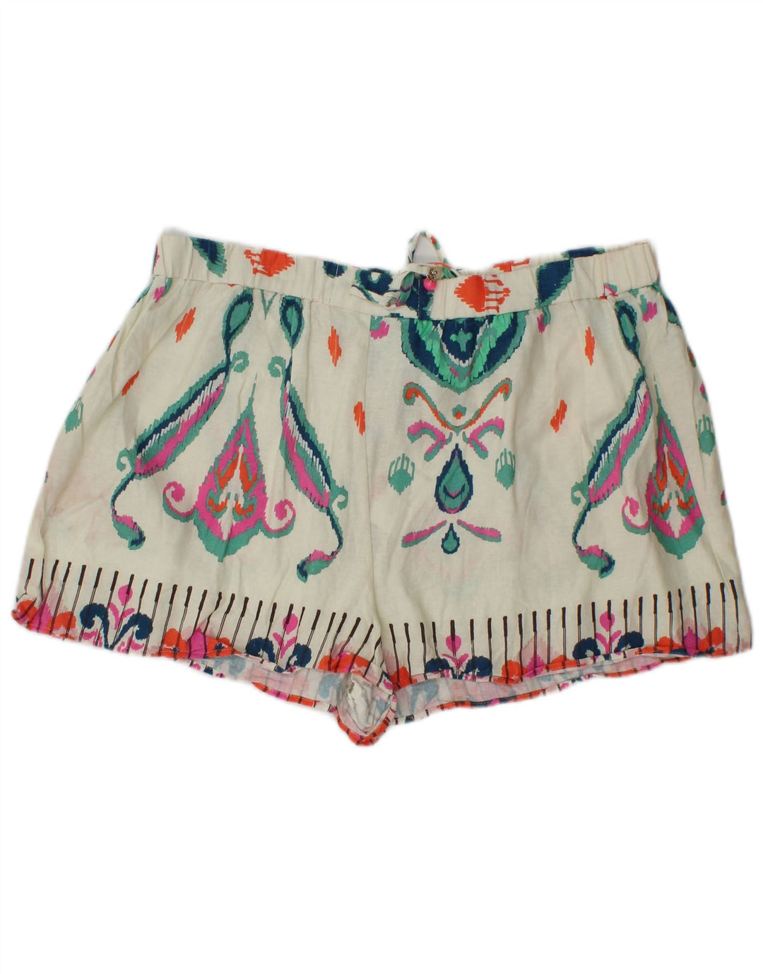 Zara Womens Hot Pants 2XL W38  White Ikat Linen