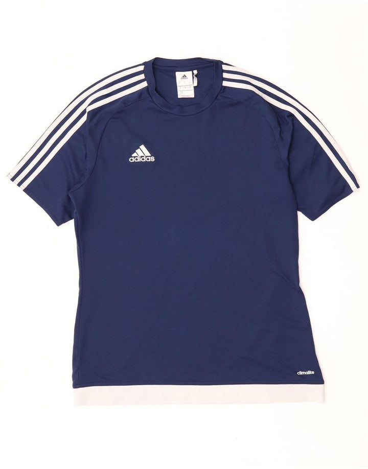 Adidas Mens Climalite T-Shirt Top Medium Navy Blue Colourblock Polyester