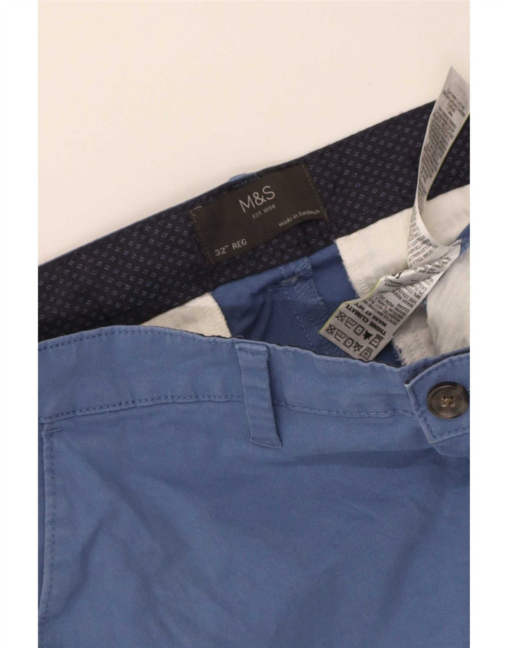 Marks & Spencer Mens Chino Shorts W32 Medium  Blue Cotton
