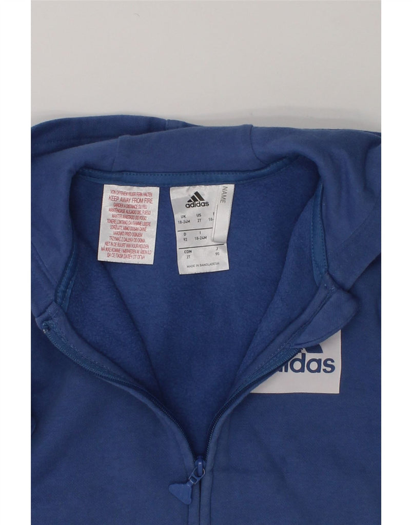 ADIDAS Baby Boys Graphic Zip Hoodie Sweater 18-24 Months Blue Cotton | Vintage Adidas | Thrift | Second-Hand Adidas | Used Clothing | Messina Hembry 