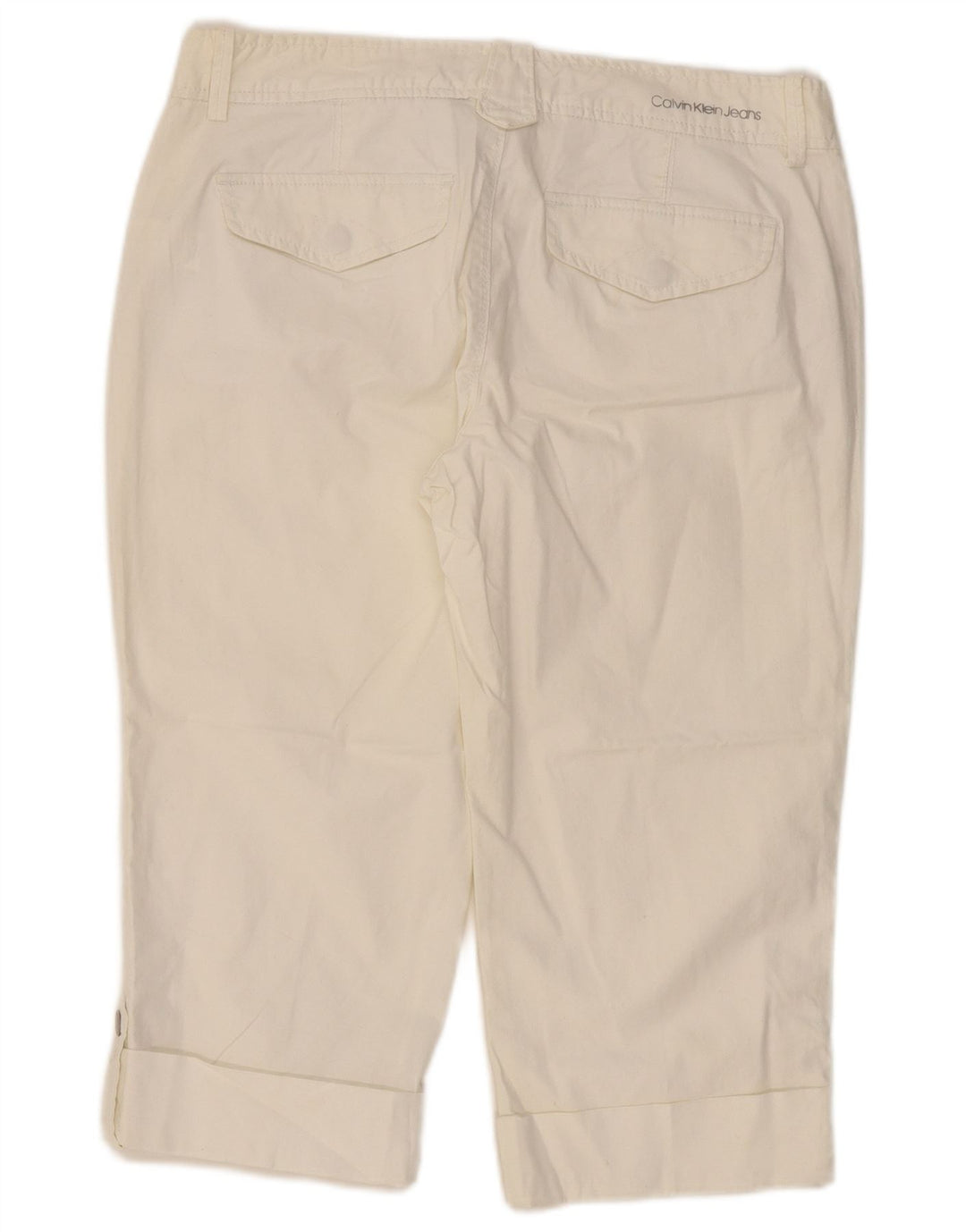 CALVIN KLEIN Womens Slim Capri Trousers US 12 Large W34 L19  Off White