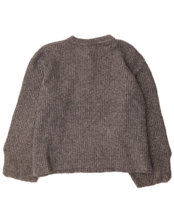 ZARA Womens Oversized Crew Neck Jumper Sweater UK 10 Small Grey Acrylic