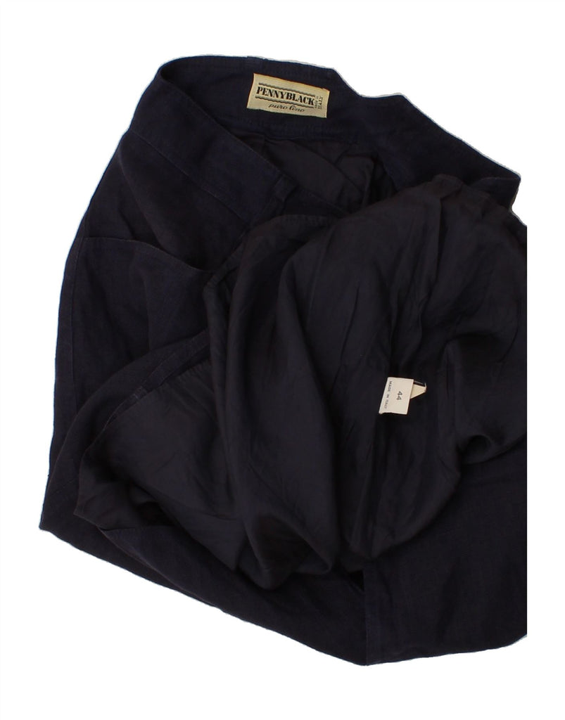 PENNY BLACK Womens Straight Skirt IT 44 Medium W28 Navy Blue Linen Vintage Penny Black and Second-Hand Penny Black from Messina Hembry 