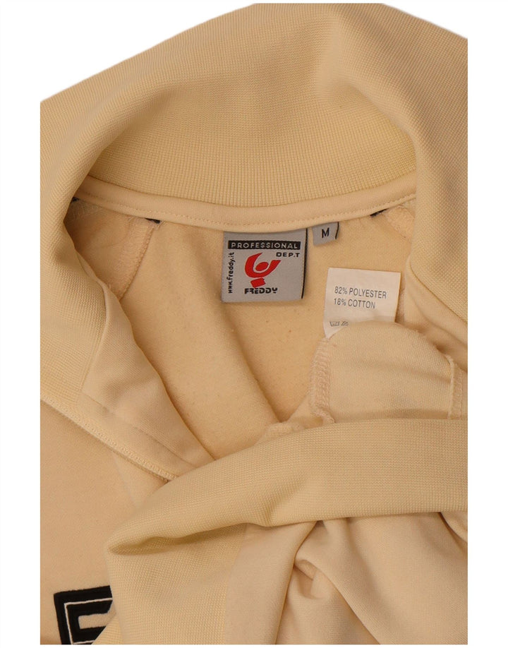 Freddy Womens Crop Graphic Tracksuit Top Jacket UK 14 Medium Beige