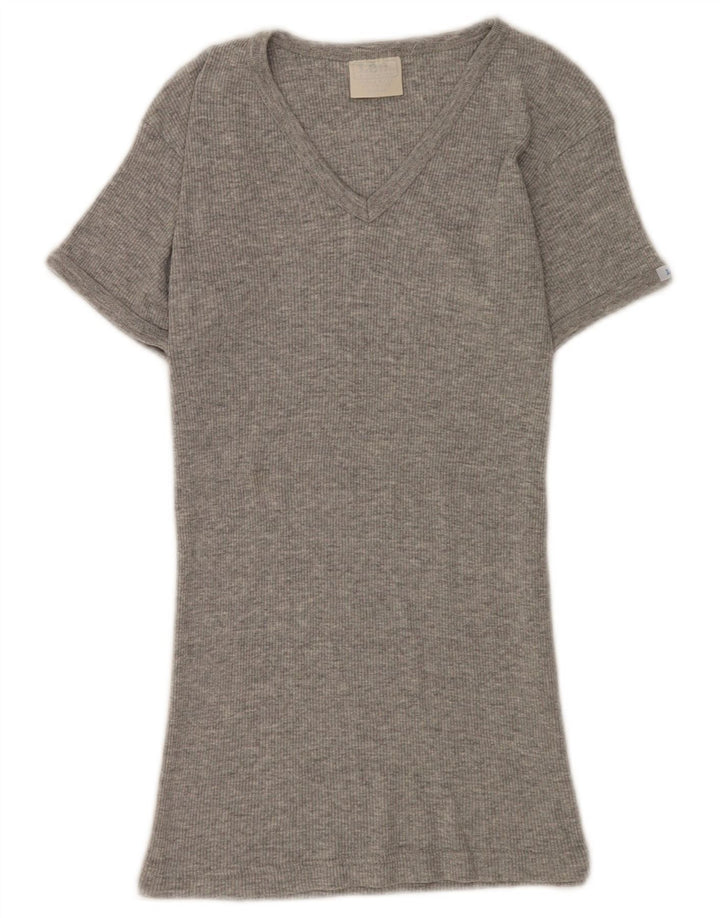 Lee Womens T-Shirt Top UK 8 Small Grey Cotton