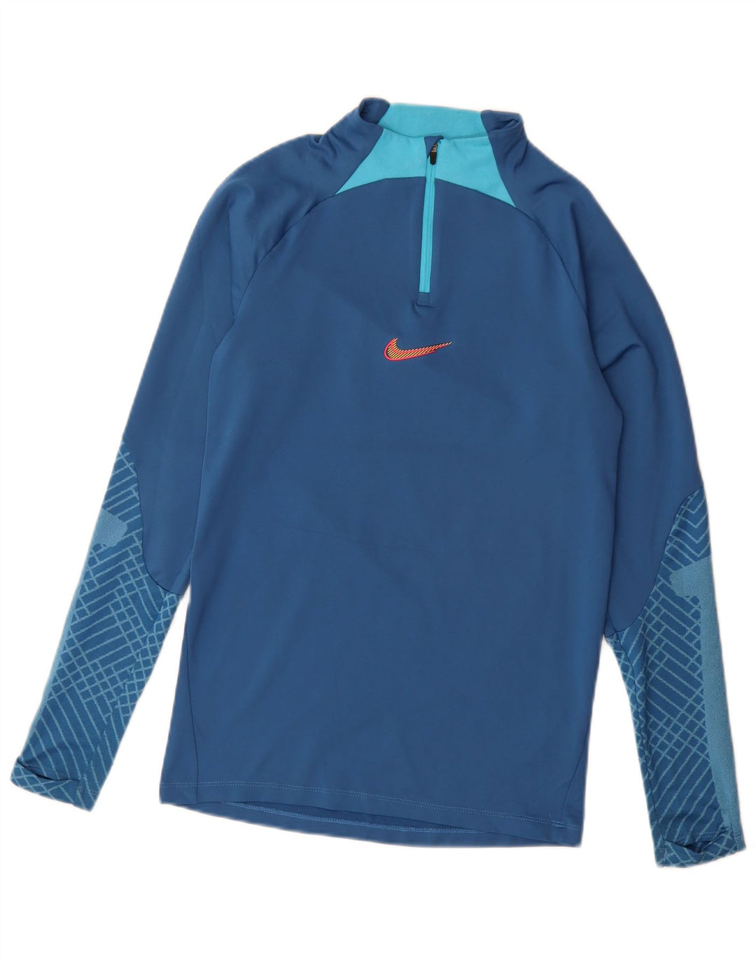 Nike Mens Dri Fit Zip Neck Slim Pullover Tracksuit Top XS Blue Geometric