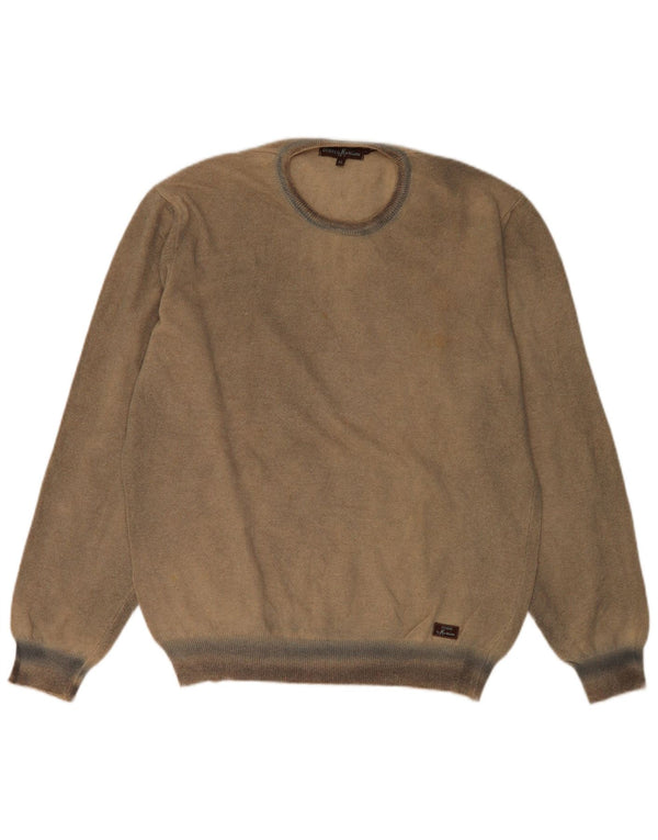 Guess By Marciano Mens Crew Neck Jumper Sweater XL Beige Striped