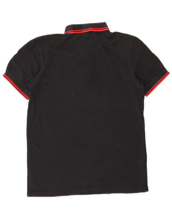 Fred Perry Mens Polo Shirt Small Black Striped Cotton