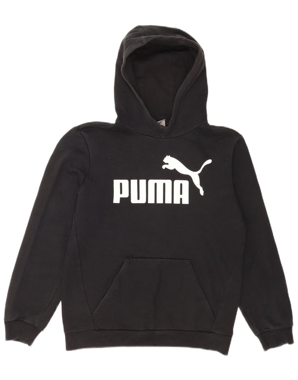 Puma Boys Graphic Regular Fit Hoodie Jumper 13-14 Years Black Cotton Sports