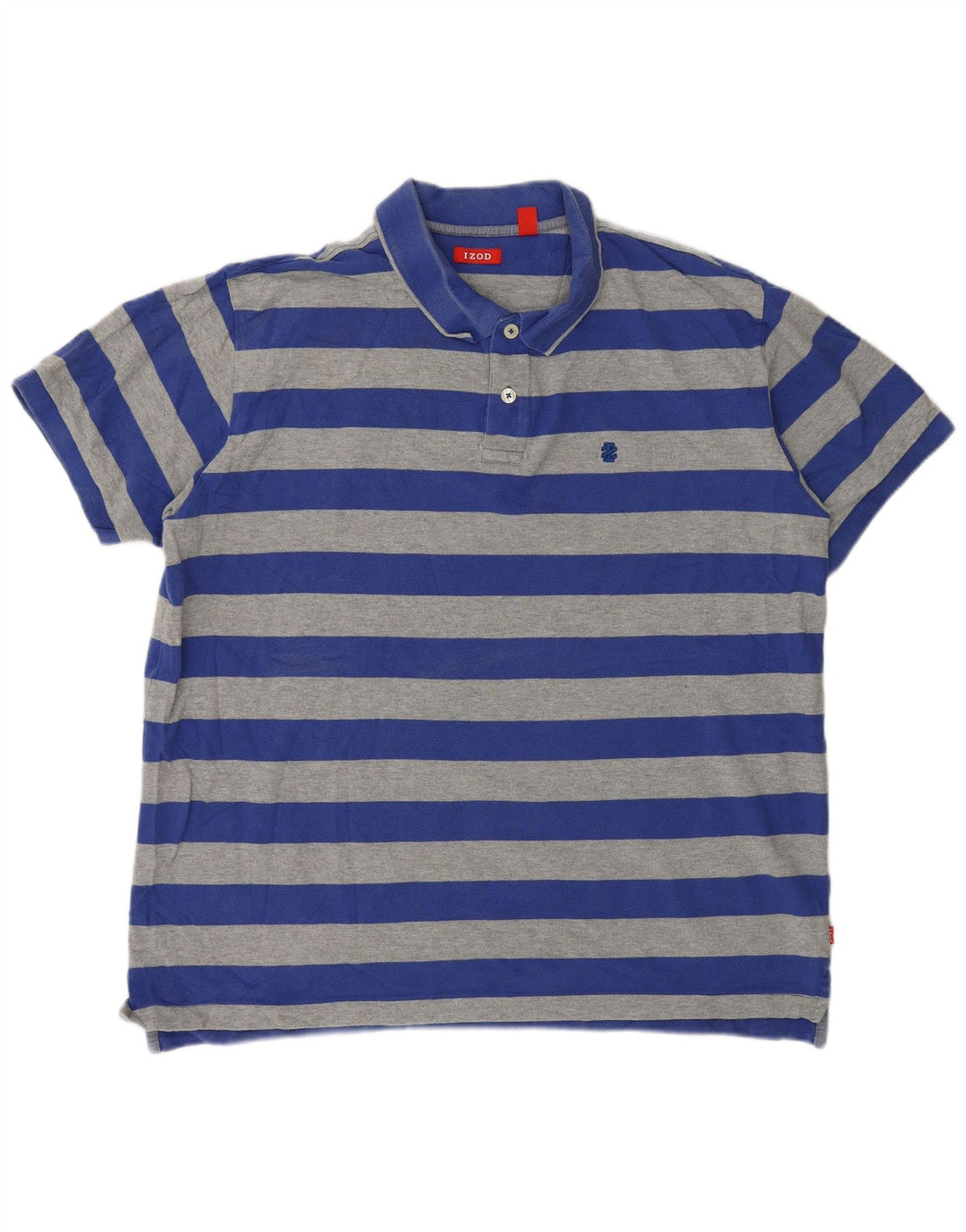 Izod Mens Polo Shirt XL Blue Striped Cotton