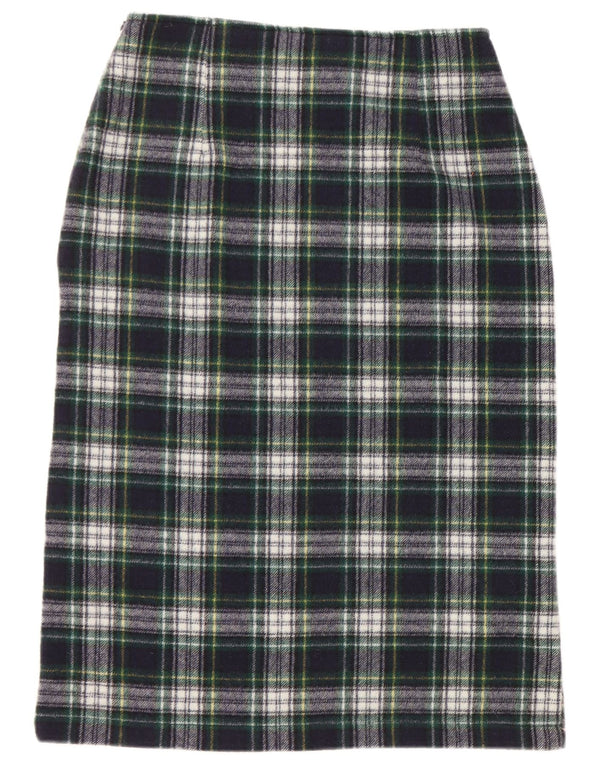 FORT & MADOX Womens Pencil Skirt IT 44 Medium W28 Navy Blue Check Wool