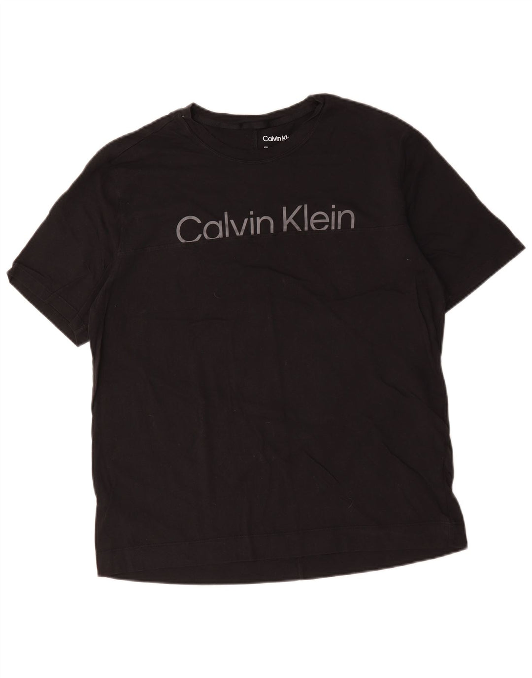 Calvin Klein Mens Graphic T-Shirt Top Large Black Cotton