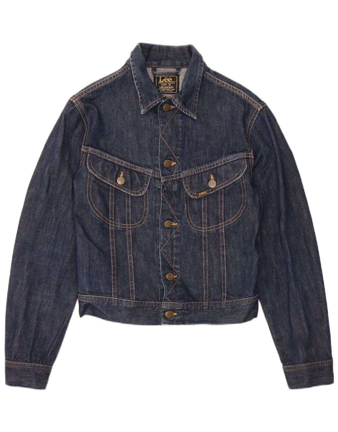 Lee Womens Crop Denim Jacket UK 12 Medium Navy Blue Cotton