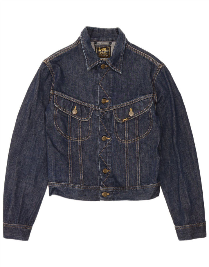 Lee Womens Crop Denim Jacket UK 12 Medium Navy Blue Cotton