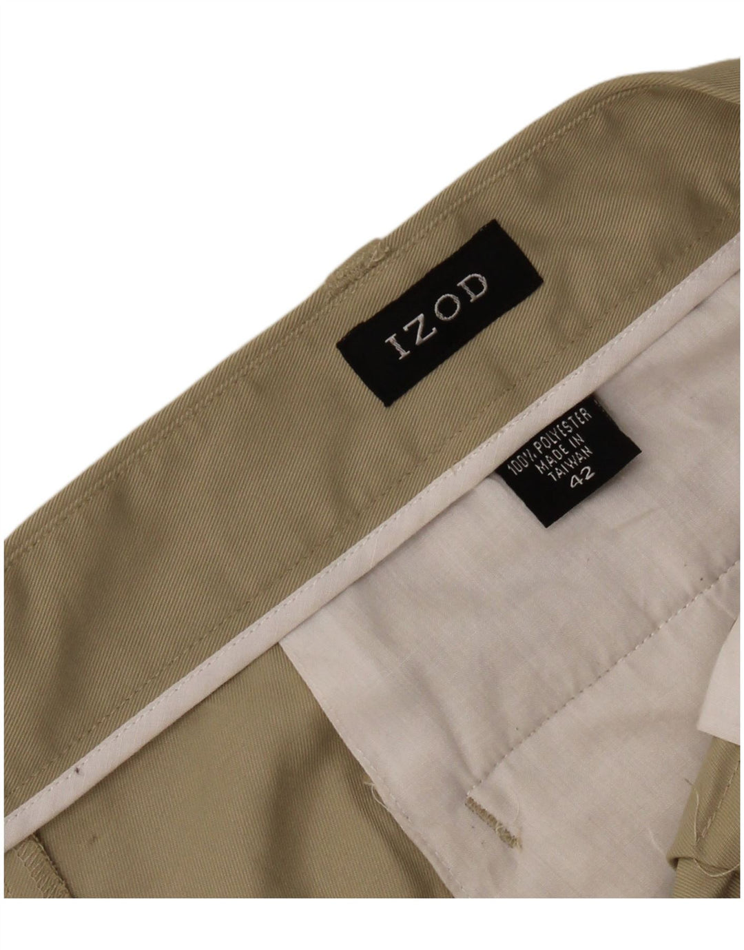 IZOD Mens Pegged Chino Shorts W42 2XL  Khaki Polyester