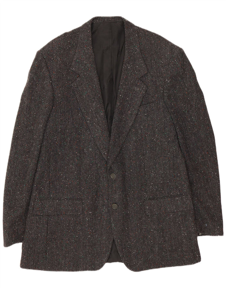 Cacharel Mens 2 Button Blazer Jacket IT 52 XL Grey Herringbone Wool