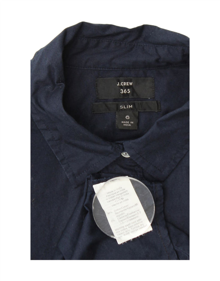 J. Crew Womens 365 Slim Shirt US 6 Medium Navy Blue Cotton