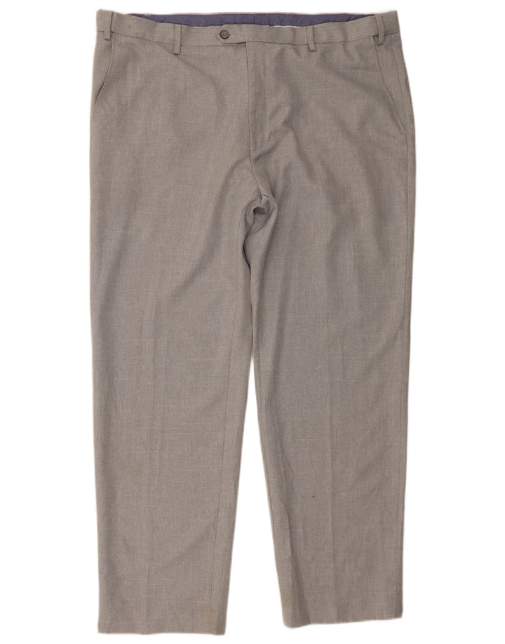 Marks & Spencer Mens Regular Suit Trousers W42 L31 Grey Polyester