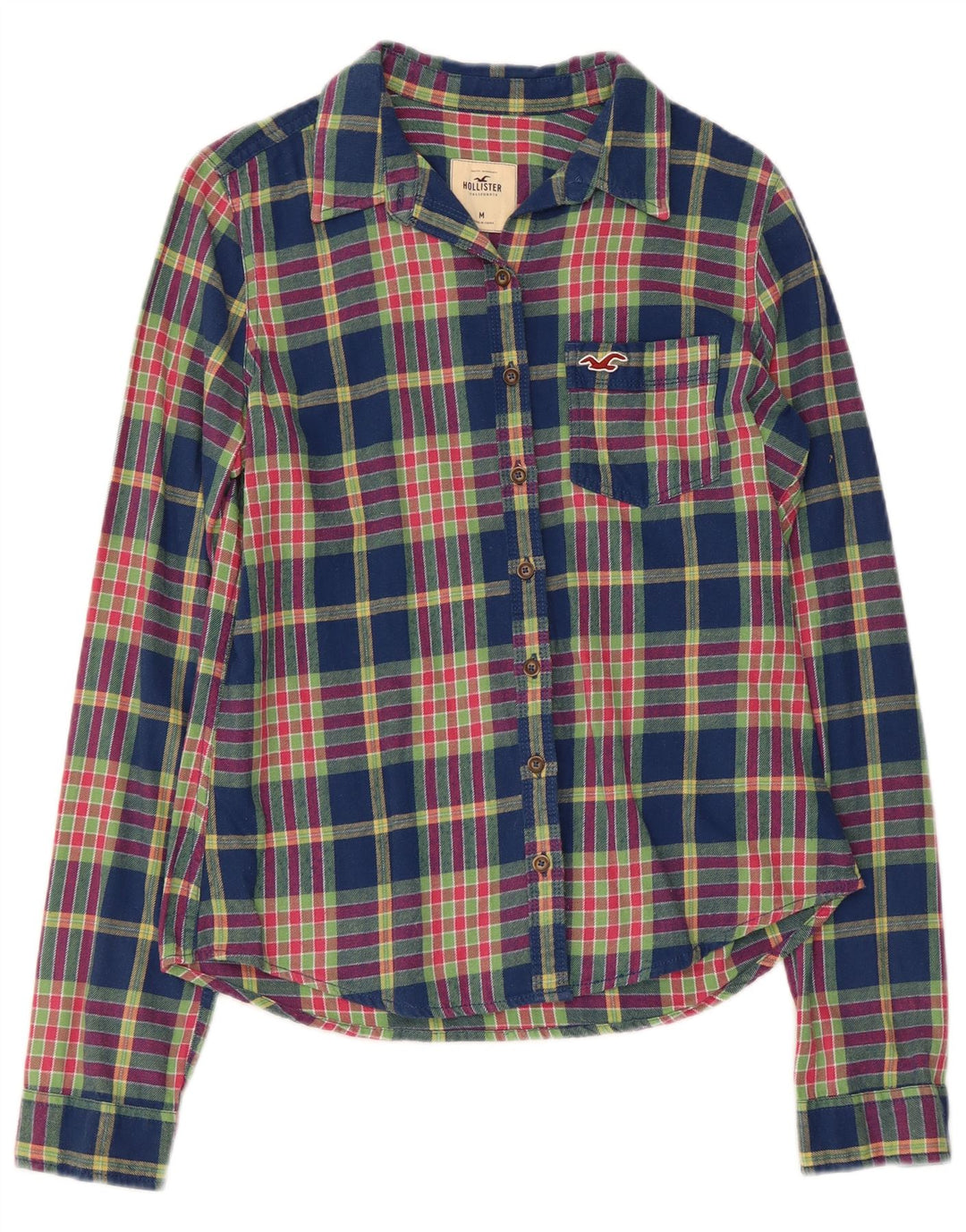 HOLLISTER Womens Flannel Shirt UK 12 Medium Multicoloured Plaid Cotton