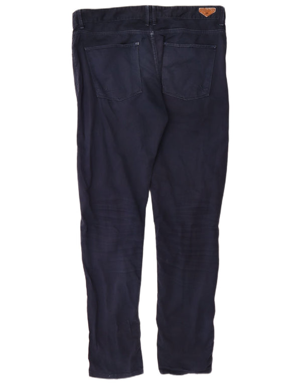 Zara Mens Slim Casual Trousers EU 46 XL W36 L34 Navy Blue Cotton