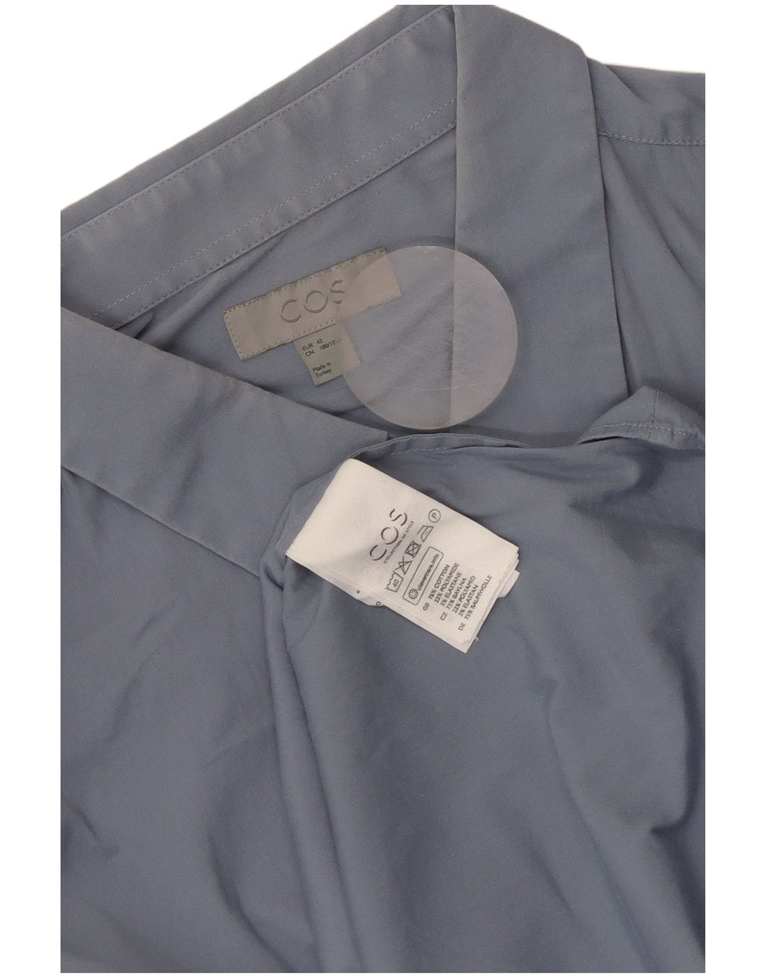 Cos Mens Shirt Size 42 Large Blue Cotton