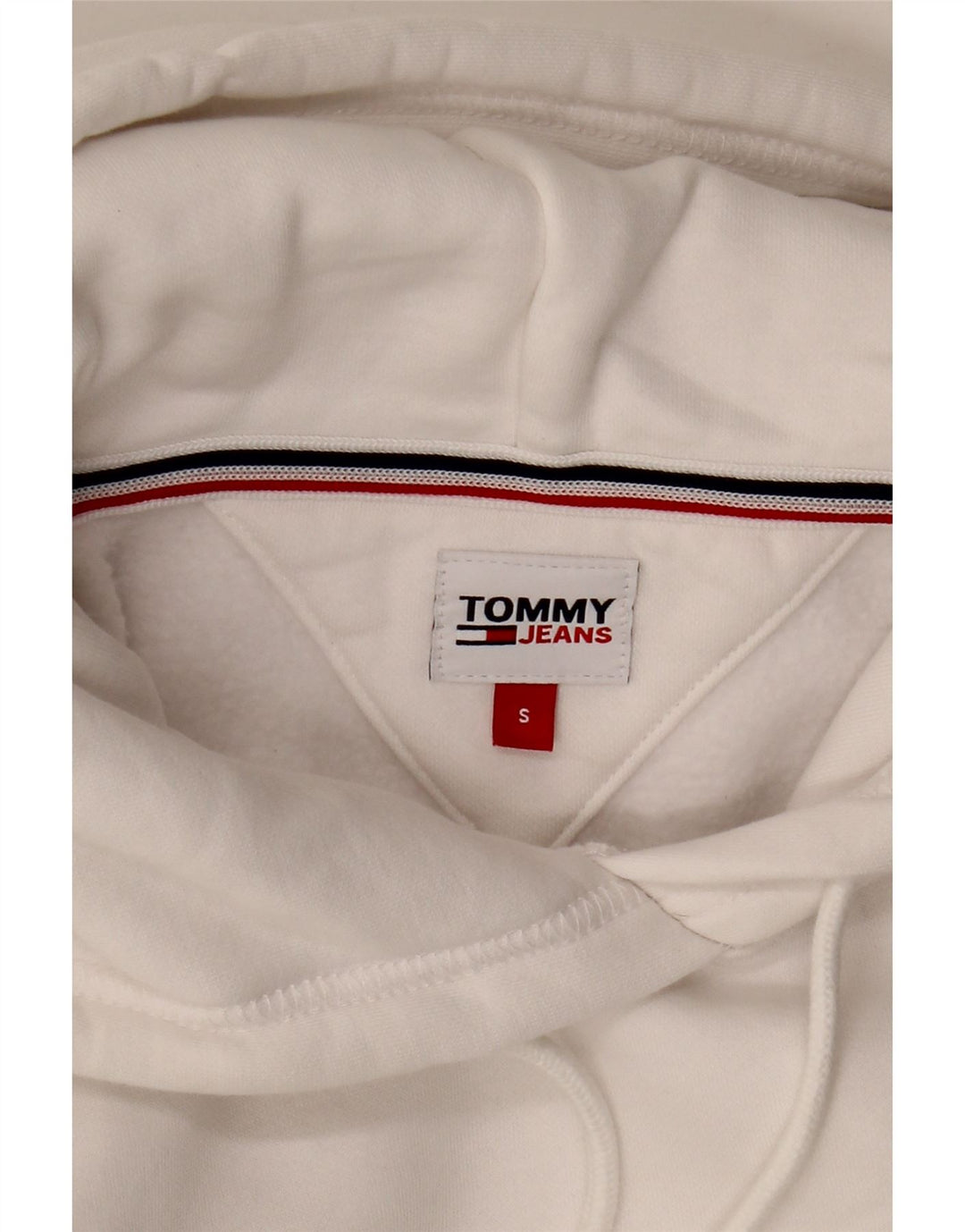 TOMMY HILFIGER Womens Oversized Hoodie Jumper UK 10 Small White