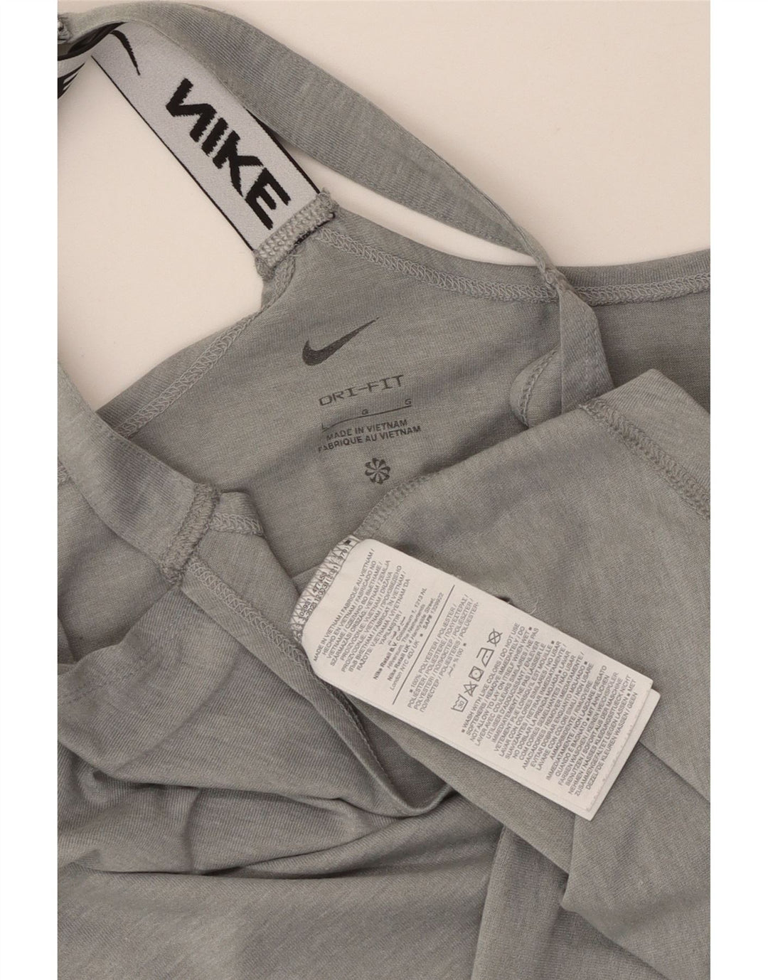 Nike Womens Dri Fit Graphic Vest Top UK 14 Large Grey Polyester