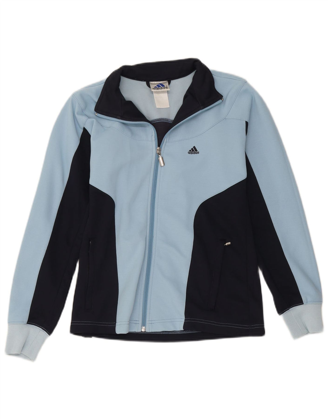 Adidas Womens Tracksuit Top Jacket UK 12 Medium Navy Blue Colourblock