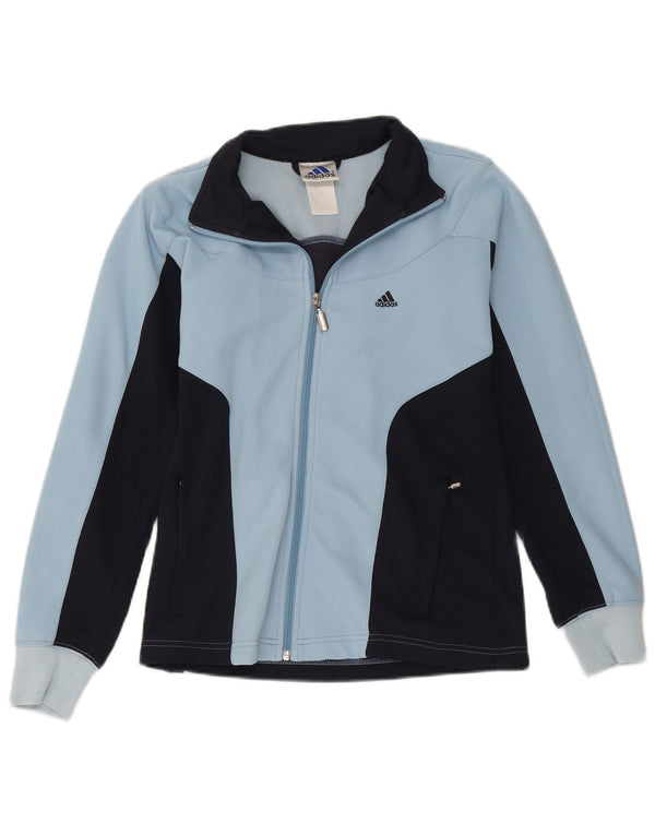 Adidas Womens Tracksuit Top Jacket UK 12 Medium Navy Blue Colourblock