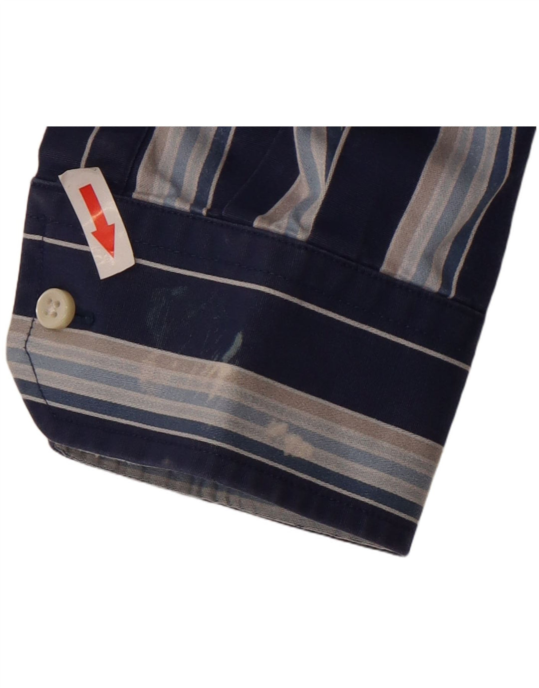 TOMMY HILFIGER Mens Shirt Large Navy Blue Striped Cotton