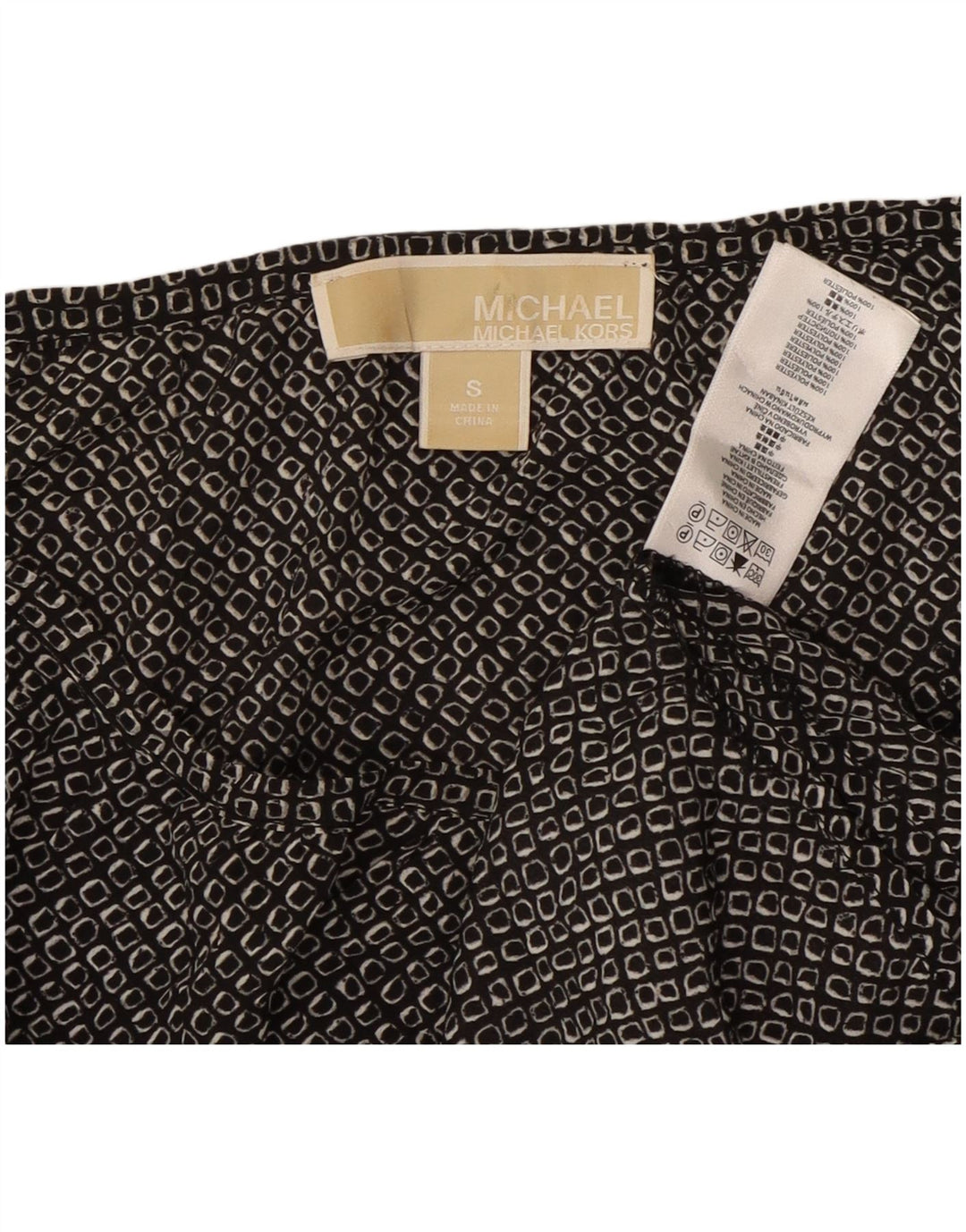 MICHAEL KORS Womens Top 3/4 Sleeve UK 10 Small Black Geometric Polyester