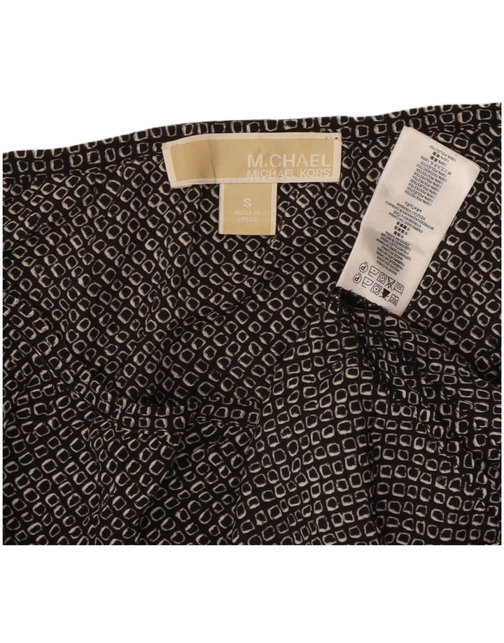 MICHAEL KORS Womens Top 3/4 Sleeve UK 10 Small Black Geometric Polyester