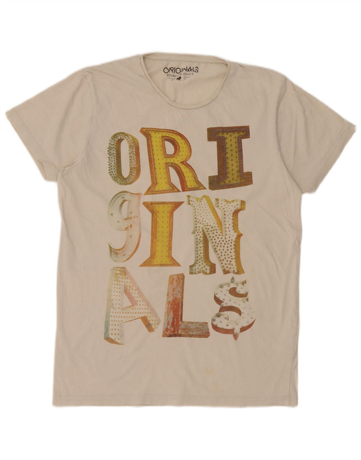 Jack & Jones Mens Graphic T-Shirt Top Large White Cotton