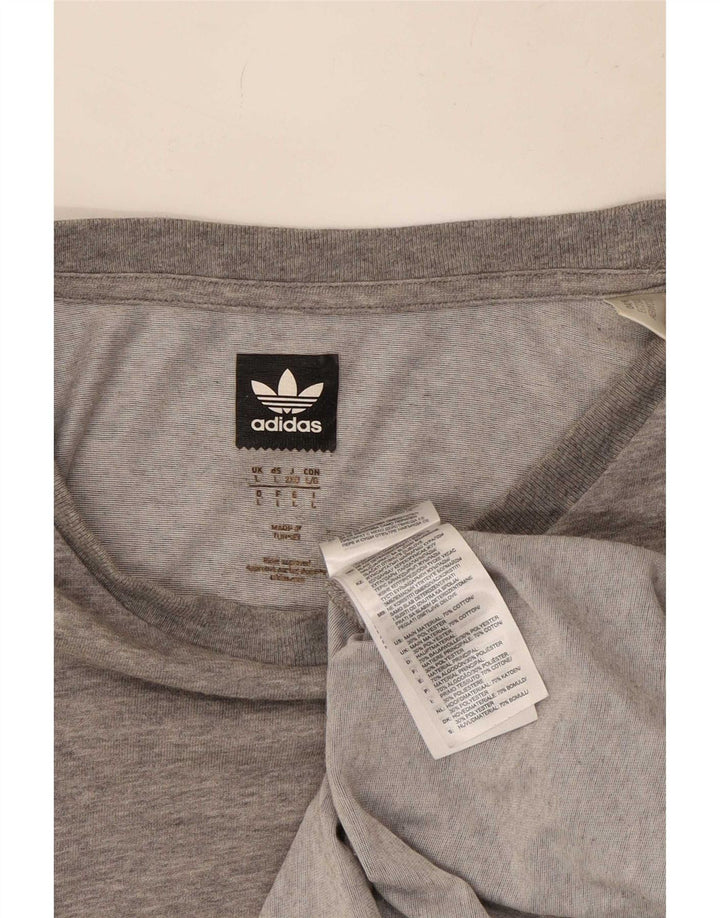 Adidas Mens T-Shirt Top Large Grey Flecked Cotton
