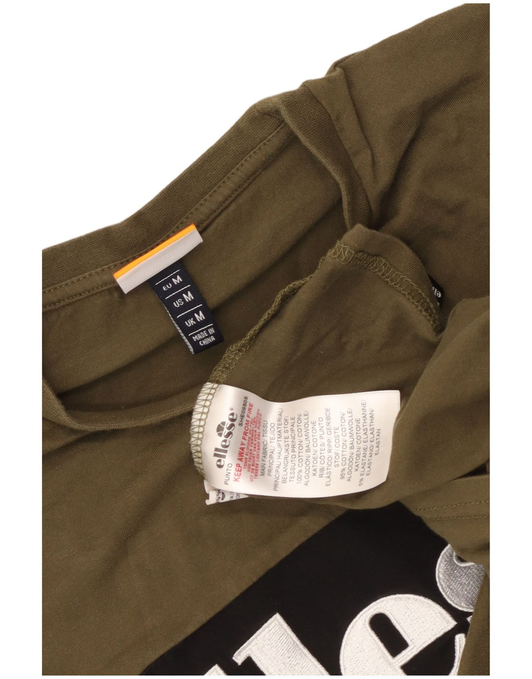 Ellesse Mens Graphic T-Shirt Top Medium Khaki Colourblock Cotton