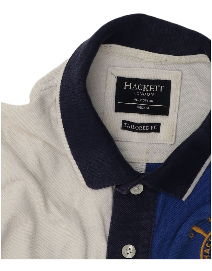 Hackett Mens Tailored Fit Graphic Rugby Polo Shirt Medium White Colourblock