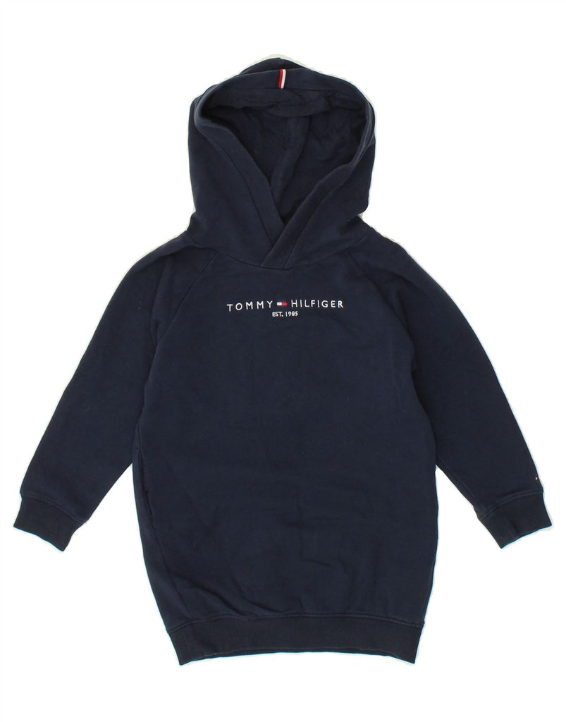 TOMMY HILFIGER Boys Graphic Hoodie Jumper 4-5 Years Navy Blue Cotton | Vintage Tommy Hilfiger | Thrift | Second-Hand Tommy Hilfiger | Used Clothing | Messina Hembry 