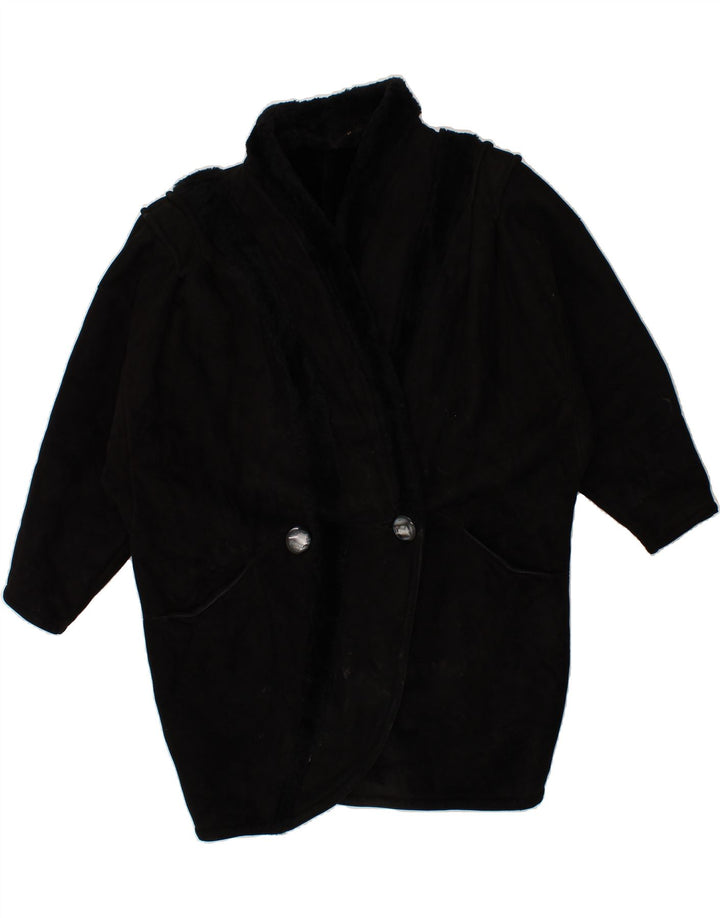 VINTAGE Womens Shearling Coat UK 18 XL Black Vintage Vintage and Second-Hand Vintage from Messina Hembry 