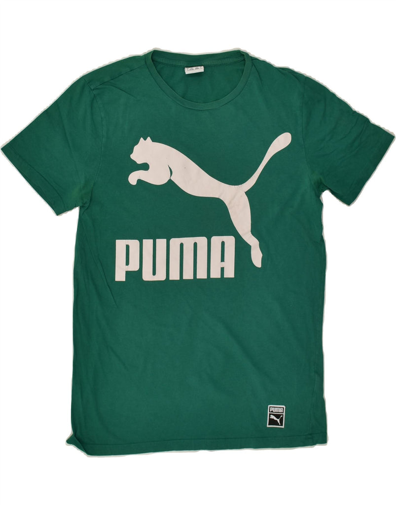 PUMA Mens Graphic T-Shirt Top Small Green Cotton | Vintage Puma | Thrift | Second-Hand Puma | Used Clothing | Messina Hembry 