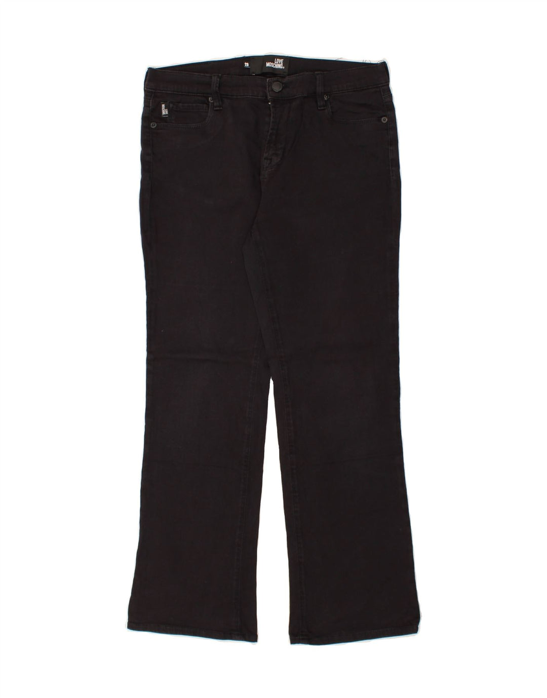MOSCHINO Womens Bootcut Jeans W29 L26 Black Cotton Vintage Moschino and Second-Hand Moschino from Messina Hembry 