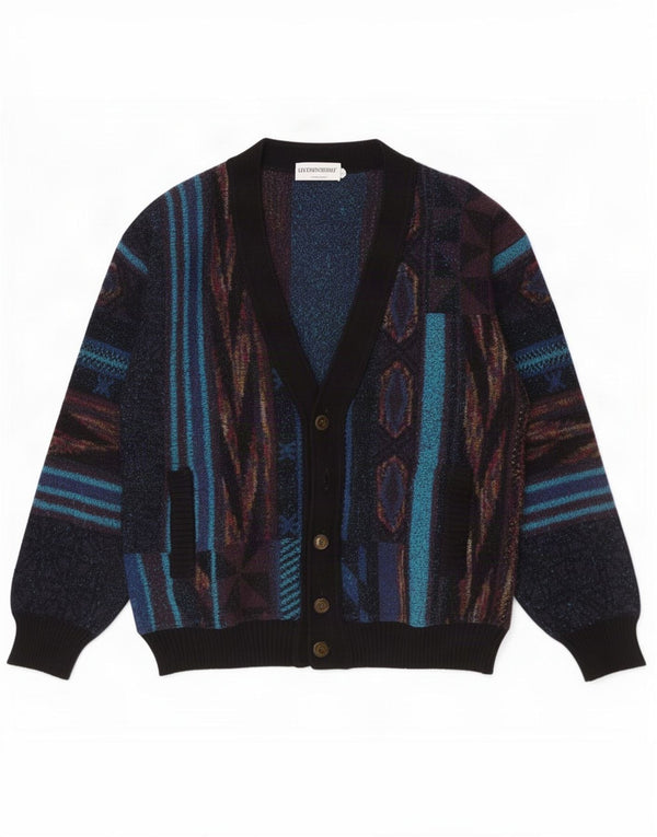 Luciano Chiari Mens Cardigan Sweater IT 48 Medium Multicoloured Geometric