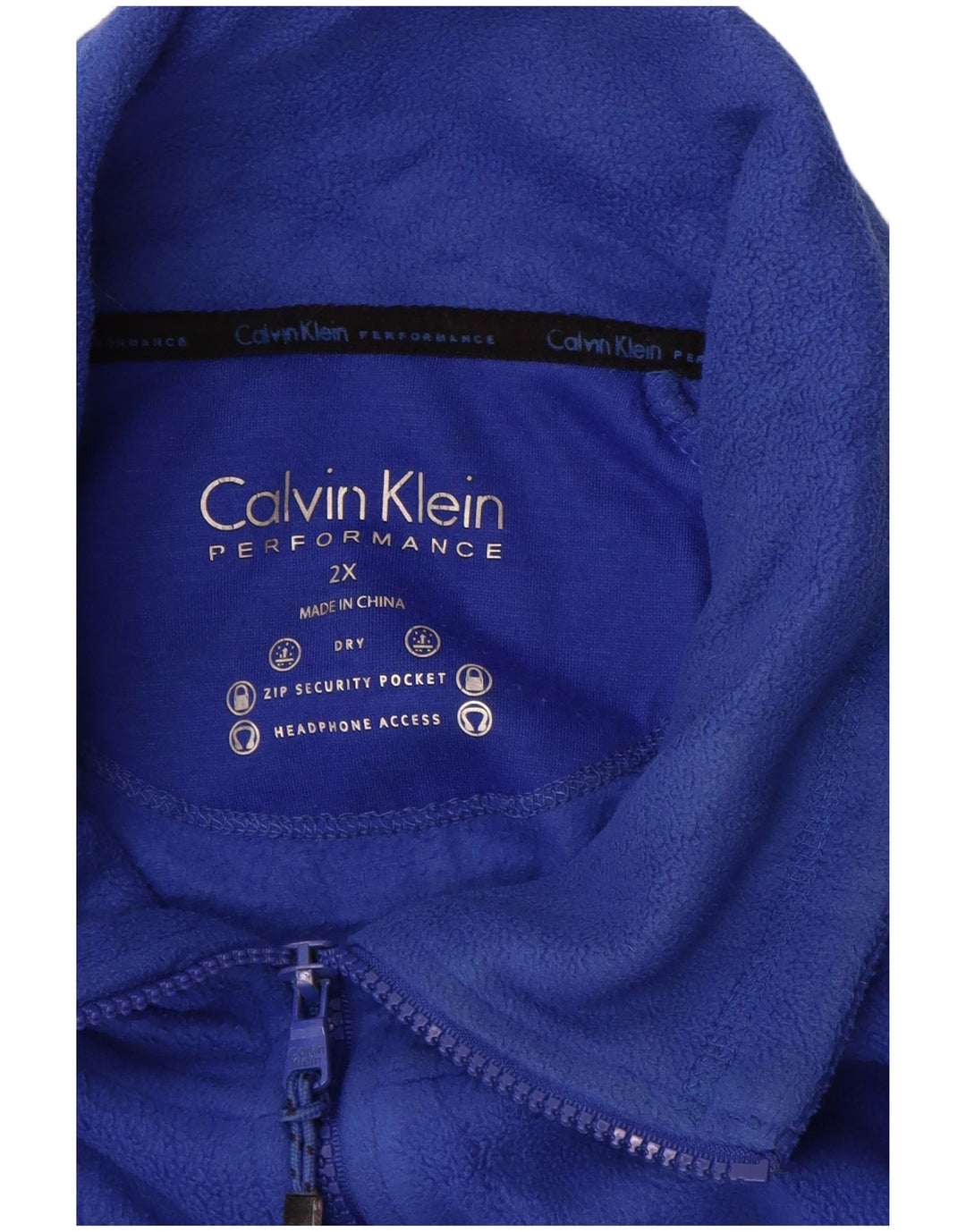 CALVIN KLEIN Mens Performance Fleece Jacket UK 44 2XL Blue Polyester