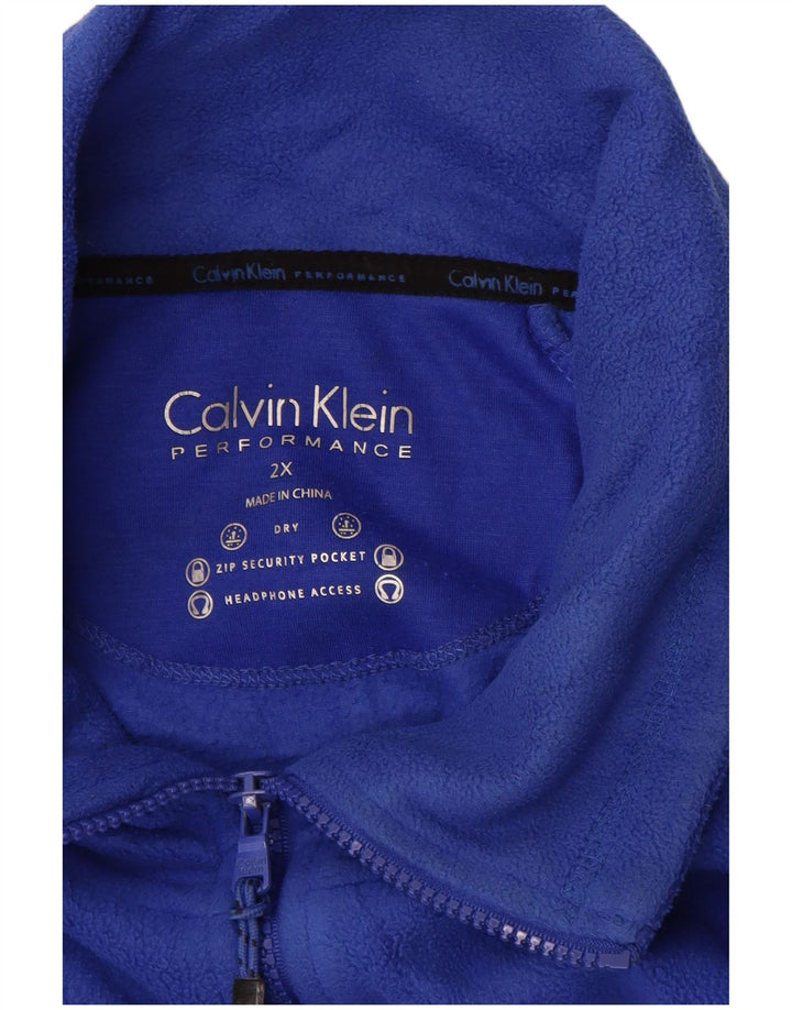 CALVIN KLEIN Mens Performance Fleece Jacket UK 44 2XL Blue Polyester