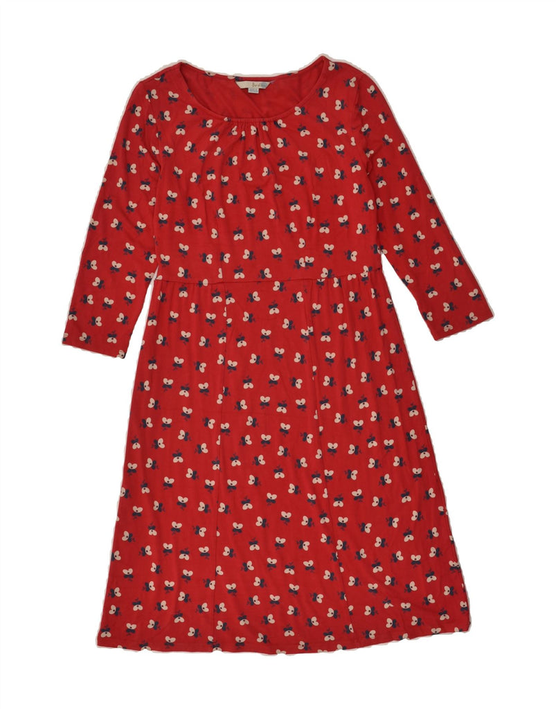 BODEN Womens 3/4 Sleeve A-Line Dress UK 10 Small Red Animal Print | Vintage Boden | Thrift | Second-Hand Boden | Used Clothing | Messina Hembry 