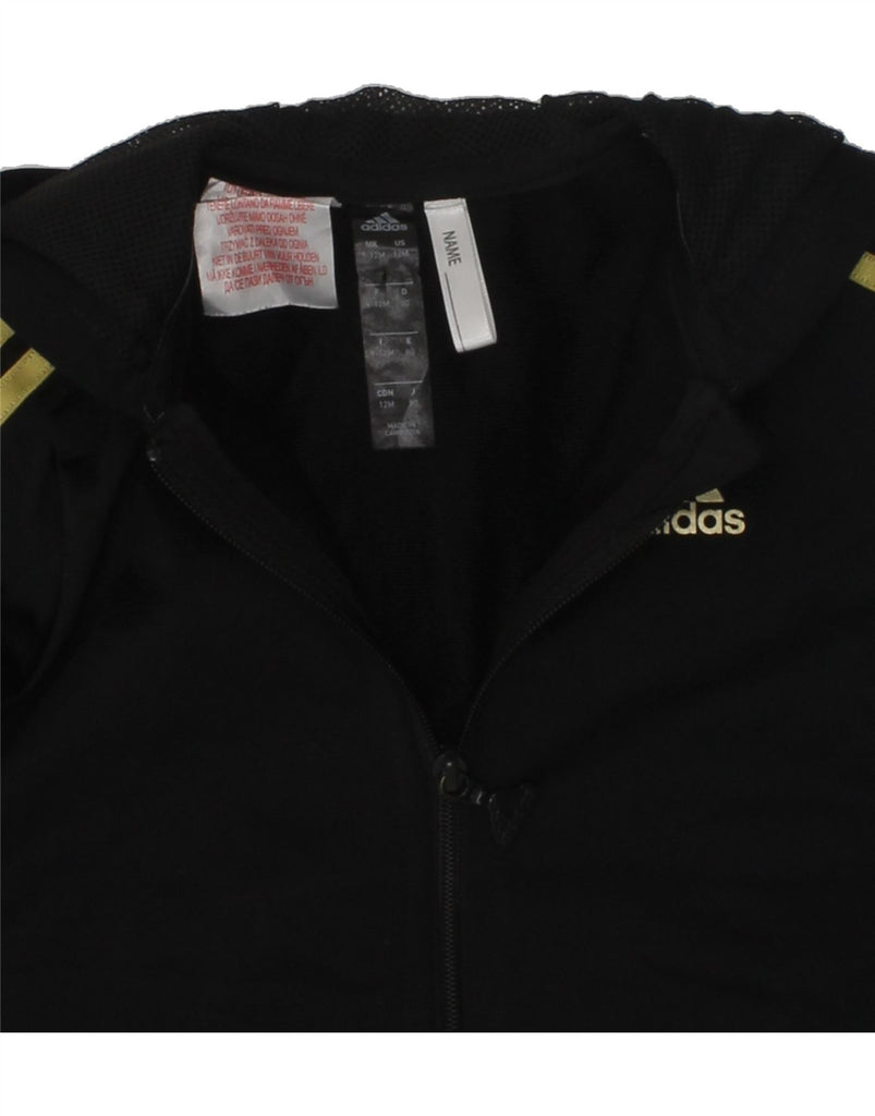 ADIDAS Baby Girls Zip Hoodie Sweater 9-12 Months Black Polyester | Vintage Adidas | Thrift | Second-Hand Adidas | Used Clothing | Messina Hembry 