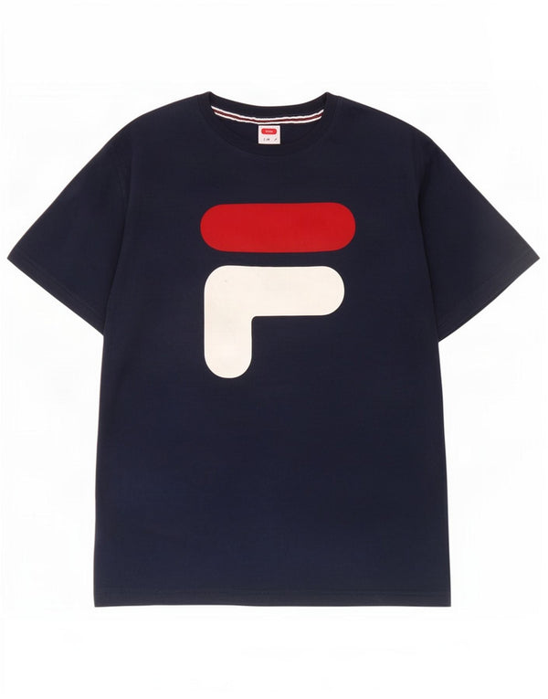 Fila Mens Tennis Graphic T-Shirt Top Small Navy Blue Cotton