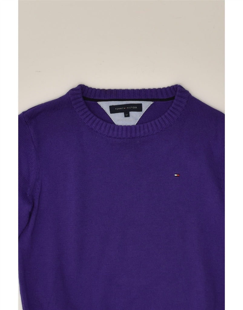 TOMMY HILFIGER Girls Crew Neck Jumper Sweater 4-5 Years Purple Cotton | Vintage Tommy Hilfiger | Thrift | Second-Hand Tommy Hilfiger | Used Clothing | Messina Hembry 