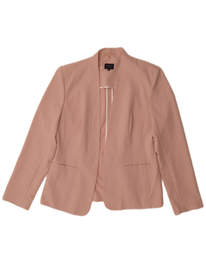 Marks & Spencer Womens Open Blazer Jacket UK 12 Medium Pink Polyester